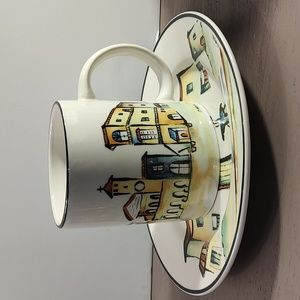 Casual Settings Majesticware Italia Pattern Coupe Coffee Mugs Saucer Set #5